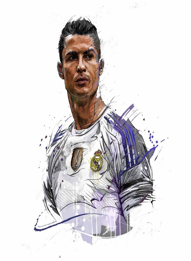 Sticker Yard Christiano Ronaldo Vinyl Wall Sticker for Living Room/Bedroom/Office and All Decorative Wall Stickers Size 55X55CM - Image 1